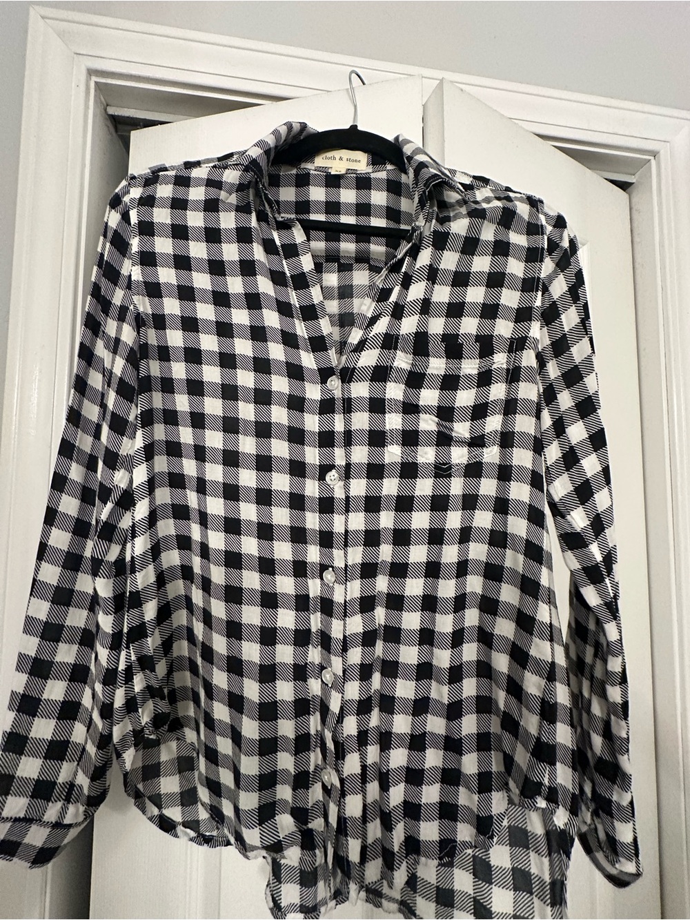 cloth & stone Black and White Gingham Button-Down Shirt